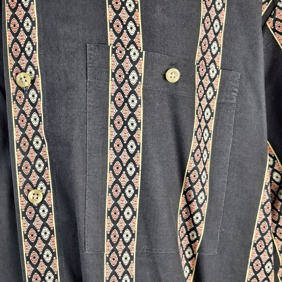 Natural Issue by Feldini Size Large Black Button Up Pattern Stripes Vintage EUC - Picture 3 of 10